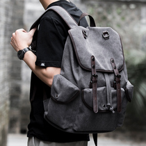 Hong kong I Tgreg retro canvas backpack men's ins tide junior high school student schoolbag simple travel computer backpack