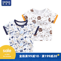 Baby T-shirt short sleeve 2021 summer new childrens clothes baby baby cotton cartoon coat childrens clothes