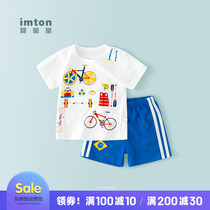 Baby short sleeve suit male and female child summer clothes infant pure cotton half sleeve damp child dress child foreign air trendy 1-3 years old