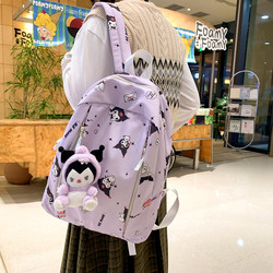 Children's travel backpack, elementary school student's cute Kuromi print backpack, middle school student's lightweight large-capacity school bag trendy