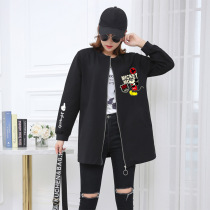 Mid-length style jacket Spring and autumn paragraph 2020 new Korean version Relaxation Great Code Womens Clothing Loose Sweatshirt Baseball Service Tide