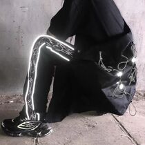 NOPLANS no plan lifeline 3M reflective pants luminous tidal brand High Street men loose straight casual pants