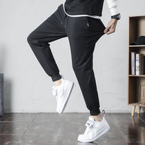 Spring new mens drawstring casual pants trend handsome loose small pants male Korean version sports mens pants long pants