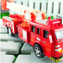 Promotional telescopic ladder electric fire police car universal wheel fire truck sound light childrens toy car puzzle