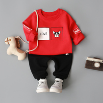 Le Nubi small childrens clothing male baby autumn sweater suit Red foreign style baby boy clothes spring and autumn fashion handsome