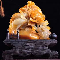 Boutique Northern Laos Tianhuang stone ornaments hand-carved flowers blooming rich text play miscellaneous collection ornamental strange stone