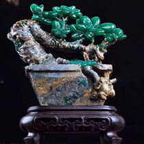 Boutique Yaan green flower blooming wealth with the shape of stone carving crafts ornaments home living room entrance decoration collection stone