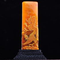 Boutique Tianhuang stone ornaments Three-dimensional Boyi relief dragon and Phoenix theme Handmade seal carving Wen play Wen Room Calligraphy seal