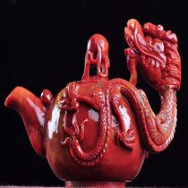 Boutique Shoushan stone full of cinnabar ornaments Longteng Shengshi Teapot text play desktop desk collection Ornamental decoration Qishi