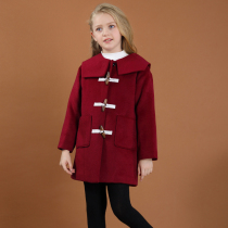 Girls woolen sweater 2021 new Korean version cashmere double face jacket children CUHK child turning collar clip cotton thickened