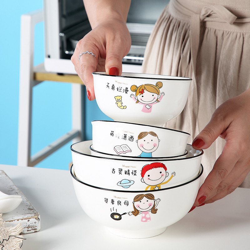 Jingdezhen ceramic bowl home lovely creative move 10 a to eat noodles bowl of a single ipads porcelain tableware suit