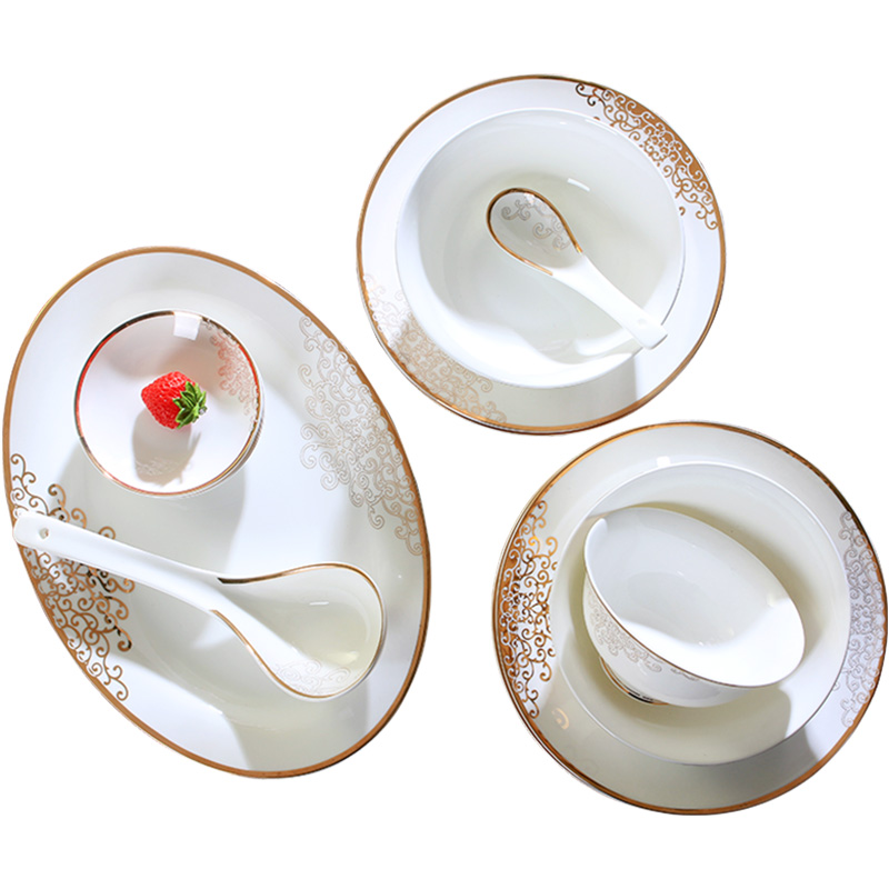 Ceramic dishes suit household to eat bread and butter plate combination bulk, free collocation with noodles soup bowl contracted Europe type tableware