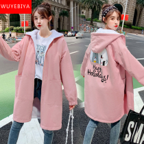 Plus velvet thickened jacket womens autumn and winter clothes 2021 new junior high school students Korean version of loose medium and long lamb wool clothes