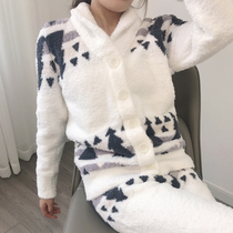 Anti-season flush lovers Christmas Tree Soft Mian Sleeping Woman Half Suede Winter Thickened Coral Suede Home Suit Suit