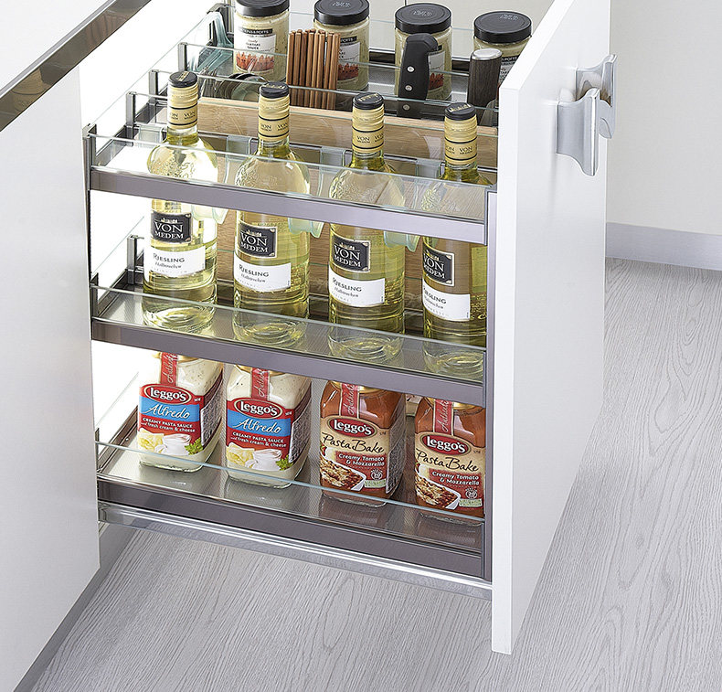 诺米拉篮厨房玻璃拉篮不锈钢拉篮方管调料篮厨柜调味篮阻尼滑轨道