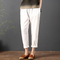 COTTON LINEN PANTS WOMAN LOOSE ART SLIM FIT SLIM FOOT KHAREN PANTS COMFORT 100 HITCH CASUAL LINEN MATERIAL SLIM FIT 90% PANTS
