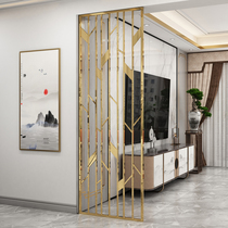 Light luxury stainless steel screen Metal floor partition Living room Creative Nordic new Chinese style entrance decoration lattice hollow