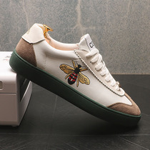 High-end Tide Brands Mens Small White Shoes Honeybee Embroidery Summer Thin inside Heightened Casual 100 Hitch Fashion Mens Shoes