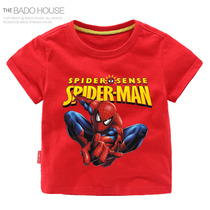 Spider-Man boys short-sleeved T-shirt cotton top 3-year-old baby 4 summer clothes 5 children half-sleeve small childrens dress