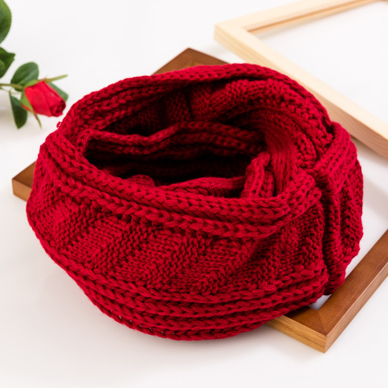 韩国秋冬季学生围脖套头女韩版百搭保暖纯色毛线脖套针织围巾男潮