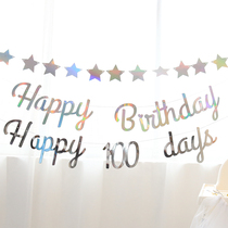 innet red laflower pull flags arranged to decorate childrens adult birthday Happy Birthday letters Golden Triangle Flag