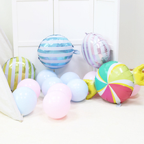 Baby birthday party Candy modeling balloon party venue childrens first striped candy arrangement supplies