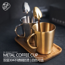 Hold Shenson 304 stainless steel double - decker coffee cup double - layer anti - hot mark cup American household water cup