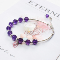 Qinfei s925 sterling silver natural amethyst transfer bracelet female chic simple Joker student handstring gift