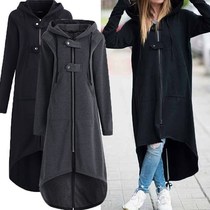 S-5XL hooded chain long female trench women dust coat ladies long coat