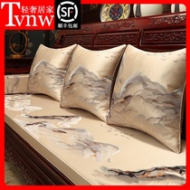 TVNW Chinese mahogany cushion solid wood chair cushion living room non-slip cushion with backrest Luohan bed sofa cushion cover