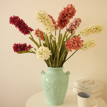 Home living room accessories soft ornaments vase flower arrangement Hyacinth silk flower set porcelain crafts simulation flower