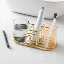 Nordic light luxury glass mouthwash Cup a couple home non-perforated wall toilet rack wash cup