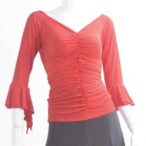 Exotic dance spot ballroom dance lace hollow backless long sleeve scratching Latin dance practice shirt T11021