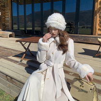 (The great coat of the great Paris) New Years red cashew sweater for women 2021 Winter in the middle of a long jacket woman