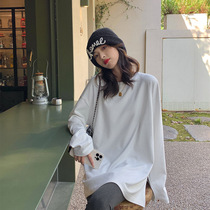 (Huchu Beautiful Milk Sugar) white long sleeve t-shirt ins and womens spring dress new round collar 100 lap blouse women