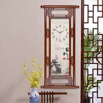 Kaiser watch wall clock Living room new Chinese mute decorative rectangular household clock hanging watch Chinese style solid wood clock