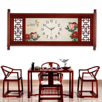 Kaiser solid wood watch wall clock Living room new Chinese decoration rectangular clock Household Chinese style creative quartz clock