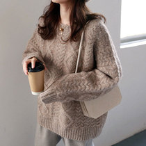 Sweater women 2021 autumn and winter new wool twist is very fairy thick loose lazy wind wear coat sweater