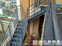 Chengdu roof roof garden balcony expansion to build custom jump layer steel structure iron stairs external outdoor stairs
