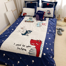 Card ventilation 60 long suede cotton collage Childrens four sets of dinosaur appliqued with cloth embroidered all-cotton boys bedding