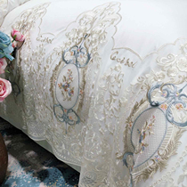 Legal Palace Tinting 100 horse cotton four pieces Romantic Lace Embroidered Light Lavish Style Board Room Bedding