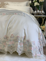 Legal lace side 100 Egyptian long suede cotton four sets of light lavish princess wind minimalist Pure Cotton Bed supplies 1 8