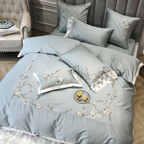 New Chinese style 60 Egyptian long suede cotton four pieces Classical embroidered floral vegan elegant cotton bed with supplies 1 8 m