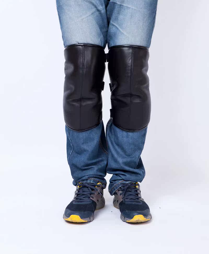 摩托车护膝短护膝绵羊皮护膝 男女护膝通用保暖骑行真皮小护膝