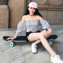 Beginner adult skateboard longboard girl dance board Brush street highway double rocker Professional four-wheeled skateboard shaking sound