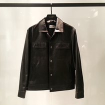 La Califfa French romantic SLP wind retro lapel light business goatskin mens jacket leather