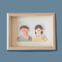 Xilan handmade clay soft pottery photo frame Photo doll Q version couple girlfriends real person wedding custom gift