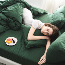 High end outlet series 60 washed cotton four pieces all cotton pure cotton minimalist Nordic wind nude sleep pure color bedpint