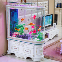 European-style bullet fish tank aquarium large 1 2 meters living room floor-to-floor household water-free ecological screen partition