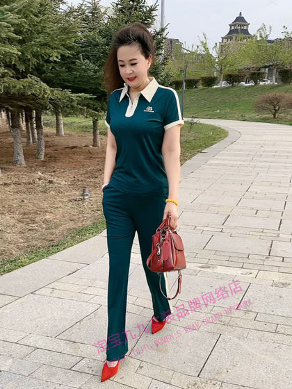 Middle-aged and elderly mothers casual sports suit for women in summer new short-sleeved lapel top trousers fashionable two-piece set
Middle-aged and elderly mothers casual sports suit for women in summer new short-sleeved lapel top trousers fashionable two-piece set